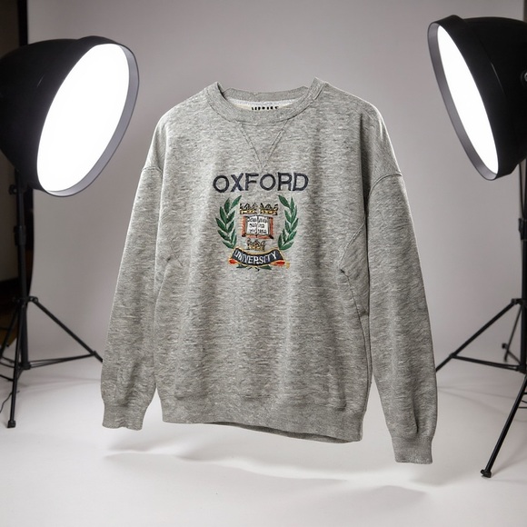 Vintage Sweaters - Oxford Vintage Embroidered Crew